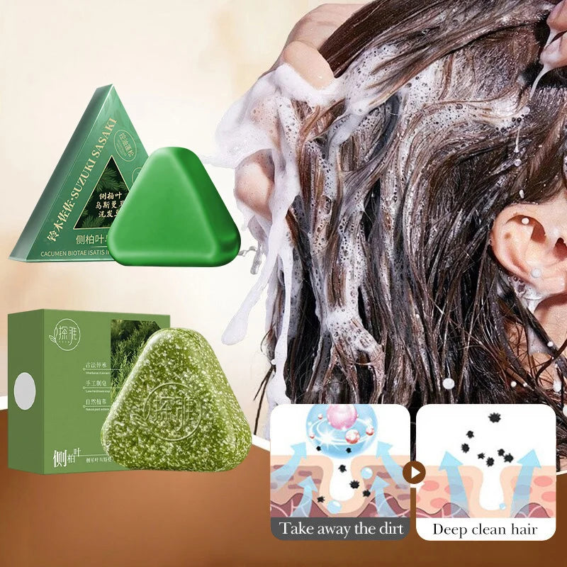 Usman Grass Platycladus Herbal Shampoo Soap Natural Hair Loss Treat Strengthens Roots Controls Oil Cleanses Scalp Hair Growth