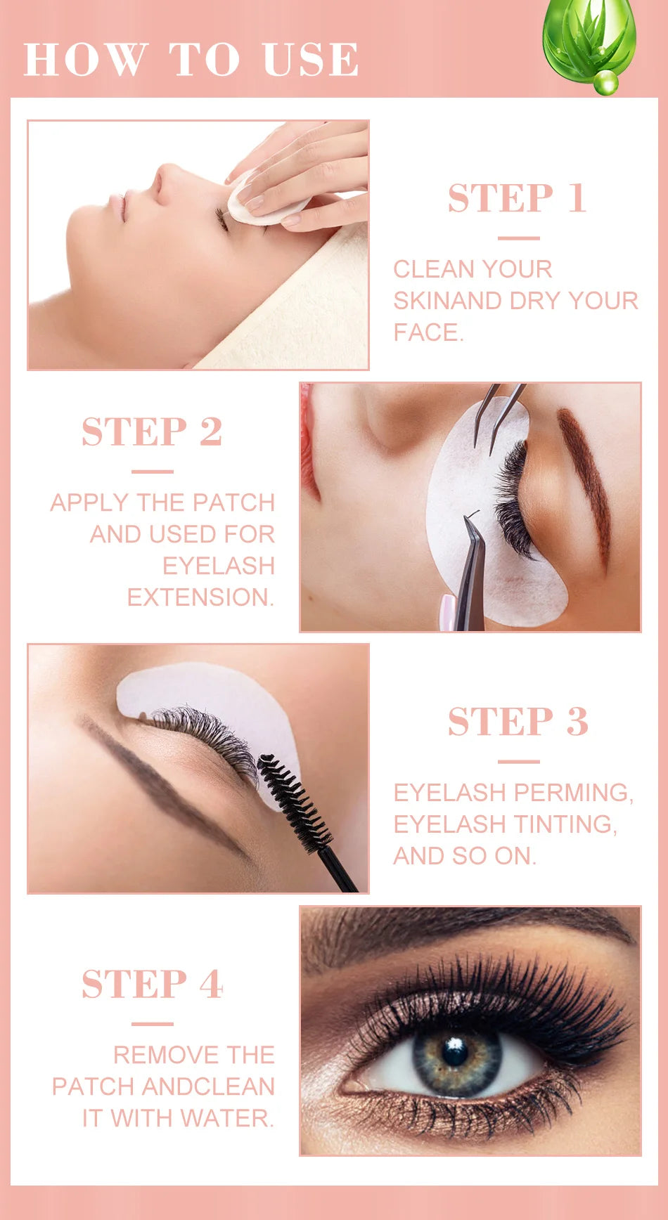 Tidesmit 50 pairs lint free hydrogel under eye patches for eyelash extensions face makeup application detail view