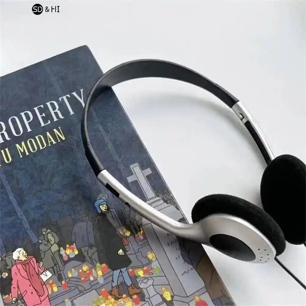Retro Y2K Over-Ear Headphones – Wired Headset Black Tidesmit