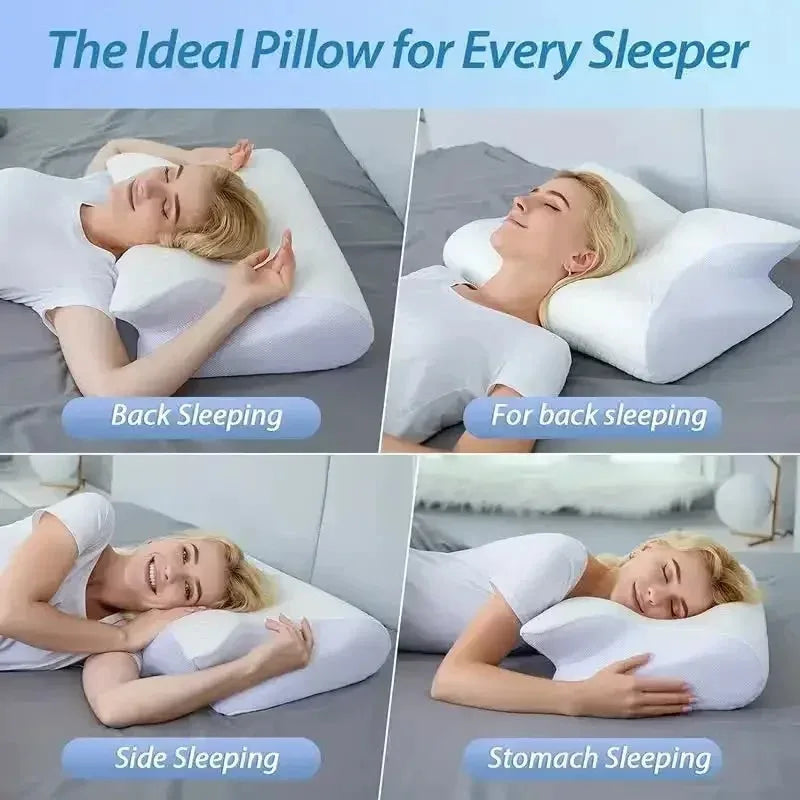 Memory Foam Butterfly Pillow | Ergonomic Cervical Support for Spine Alignment Relaxation Treatment Tidesmit
