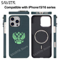 iPhone 16 Pro Max Carbon Fiber Magnetic Case Blue Mag - Slim Drop Protection Green Mag Tidesmit