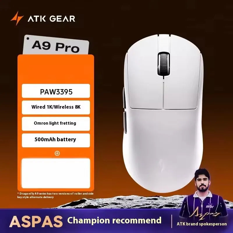 ATK A9 PLUS ULTRA Series Mouse Dual 8K Wireless Mouse Bluetooth Lightweight PAW3950 Ultra Nordic52840 E-sports Mice Gift