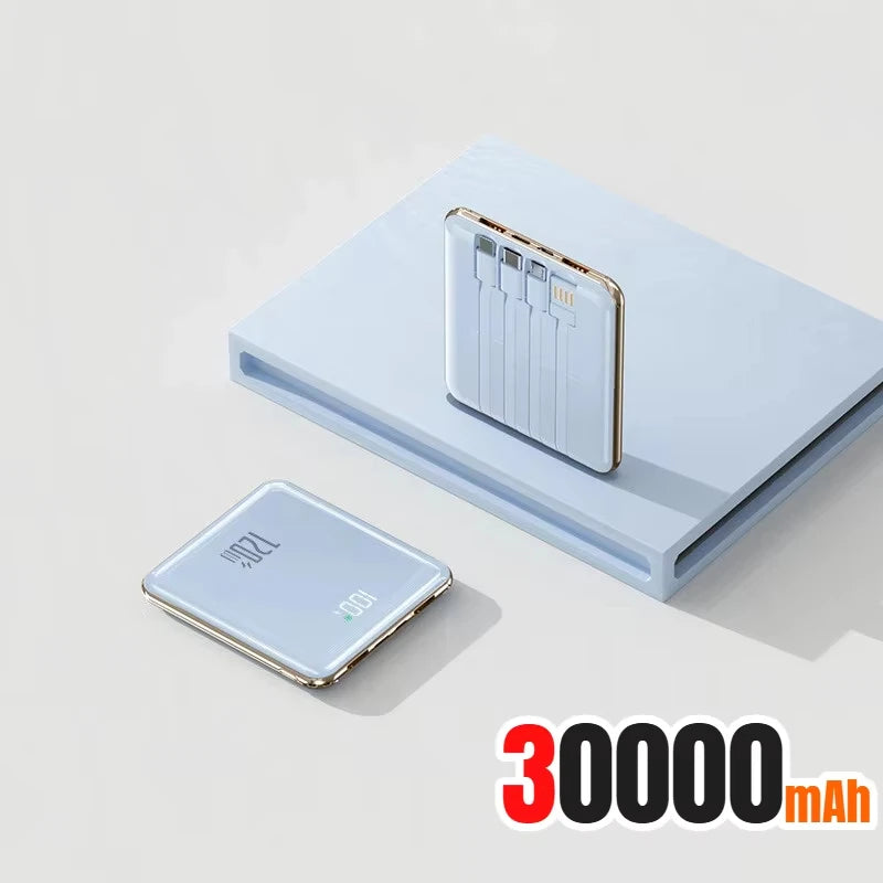 Portable Power Bank with 4 Built-in Cables - 50000mAh Tidesmit Blue 30000mAh Tidesmit