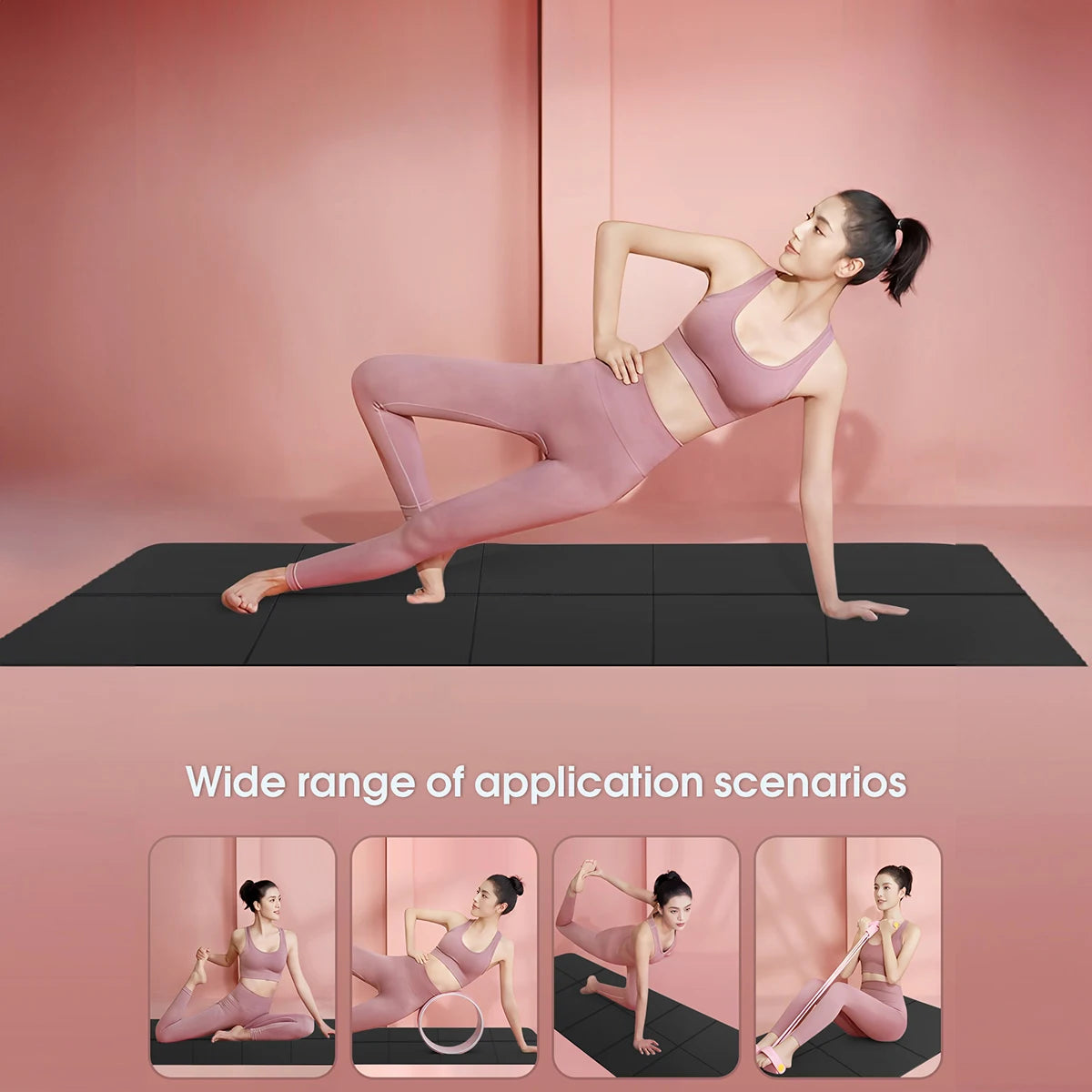 Foldable Yoga Mat Black Eco Friendly EVA Folding Travel Fitness Exercise Mat 3/4/6mm Thicknesses for Yoga Floor Workouts