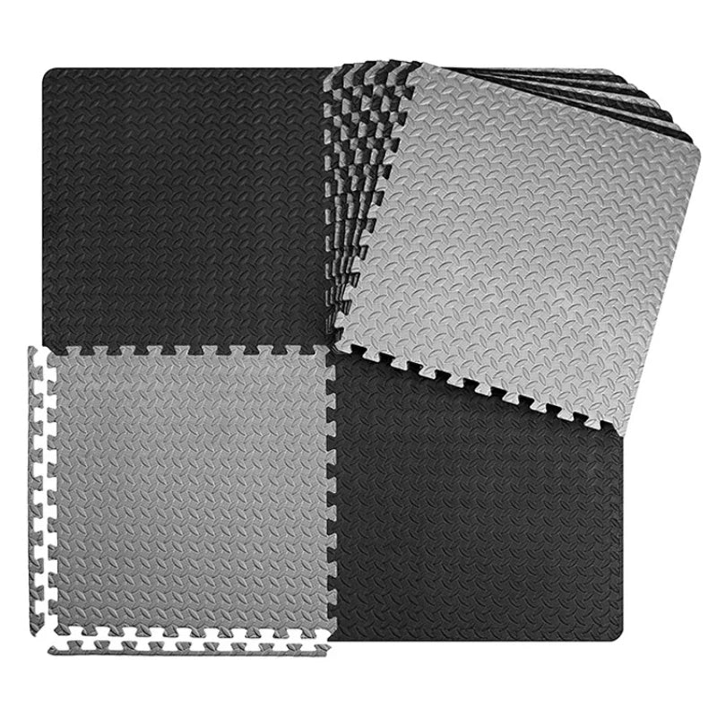 12Pcs EVA Foam Interlocking Floor Mats 60x60cm Gym Flooring Tiles Exercise Yoga Mat Non-Slip Shock Absorbing 10mm