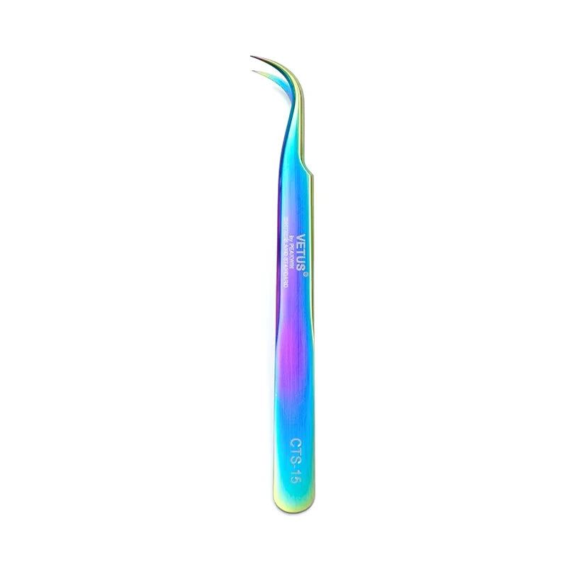 Eyelash Extension Tweezers: Precision Stainless Steel Pro Tools False Eyelashes CTS-15 Tidesmit
