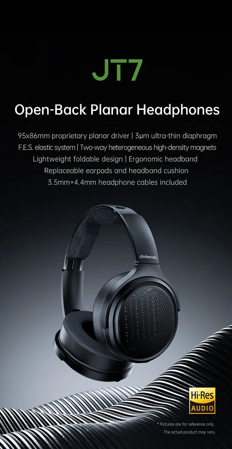 Planar Magnetic Open Back Headphones | JT7 Black | Tidesmit Tidesmit