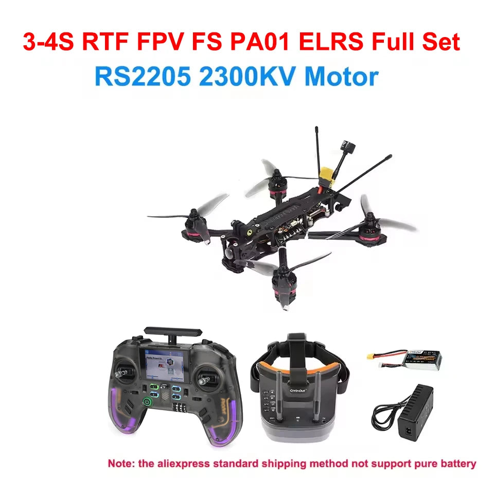 FPV Racing Drone 220mm RTF 4S Brushless Quadcopter Kit 3-4S RTF PA01 ELRS Tidesmit