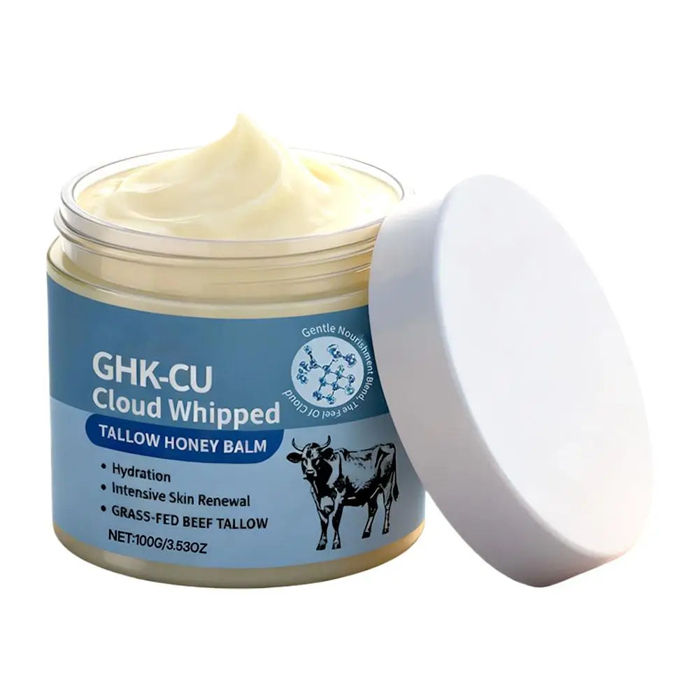 GHK-CU Cloud Whipped Tallow Honey Face Body Balm Hydration Intensive Skin Renewal Gentle Nourish Grass-Fed Beef Tallow Cream