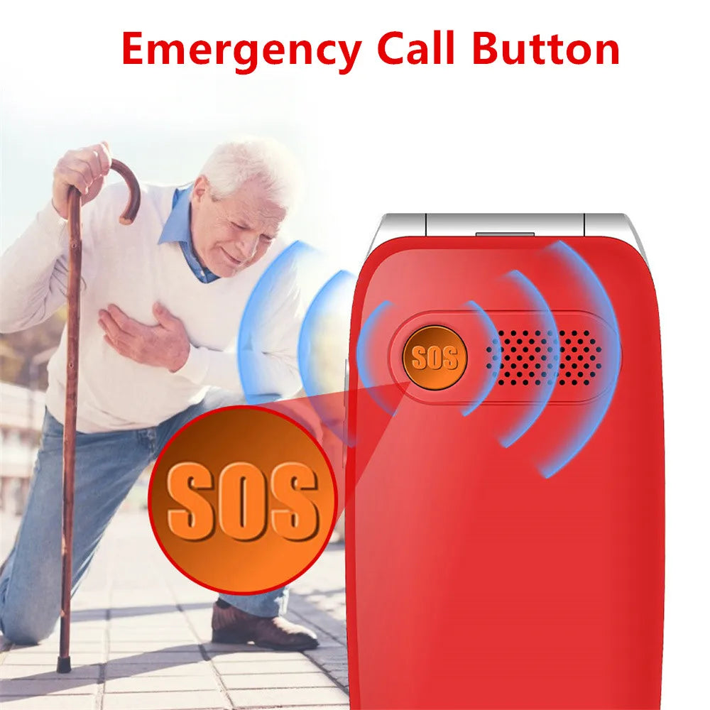 UNIWA V202T 4G Flip Phone Large Button for Elderly Mobile Phone 2.4Inch Screen 1450mAh With Emergency Call Button Global Version