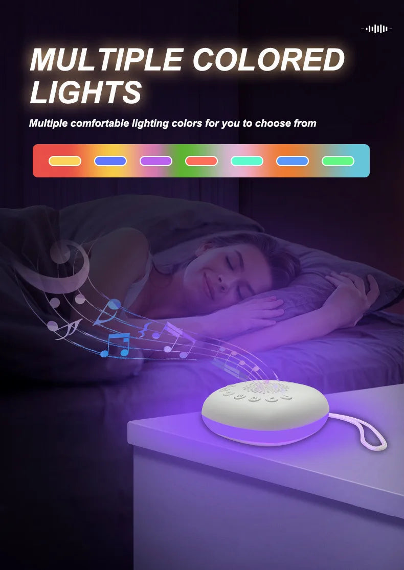 White Noise Machine Portable Baby Sleep Machine Soothing Sounds Sleep Therapy Sound Monitor Generator for Babies Adult Relax