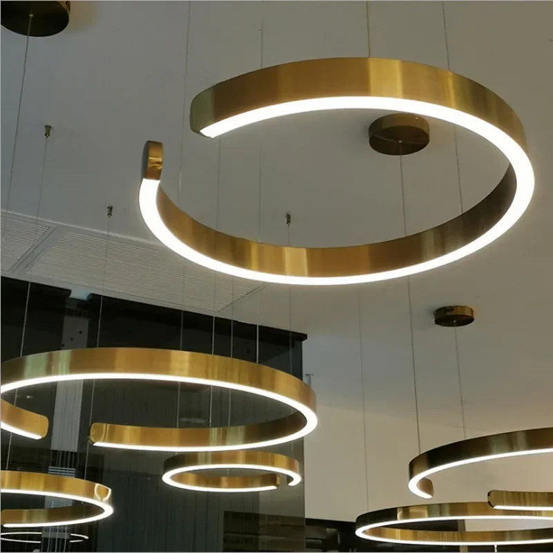 Modern LED Ring Chandelier Pendant Light - Gold & Black Finish Tidesmit