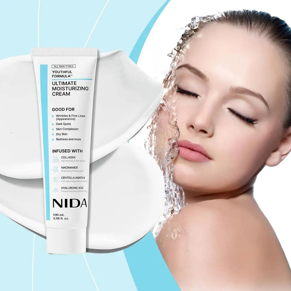 NIDA 100mL Face Moisturizer With Collagen Niacinamide For Brightening Skin Appearance Daily Nourishing Cream For All Skin 1PCS