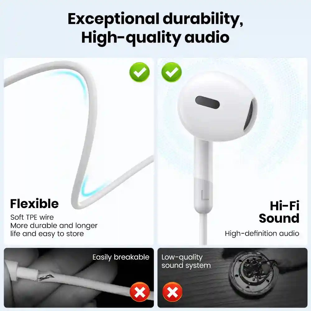 Wired Earphones With Microphone - 3.5mm In-Ear Noise Isolating Headset Tidesmit