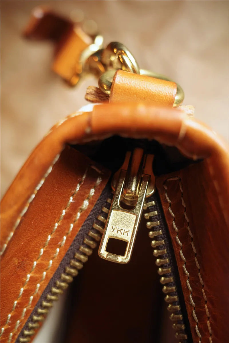 Simple designer handmade thick canvas cow leather men women's handbags outdoor daily work travel large-capacity messenger bag
