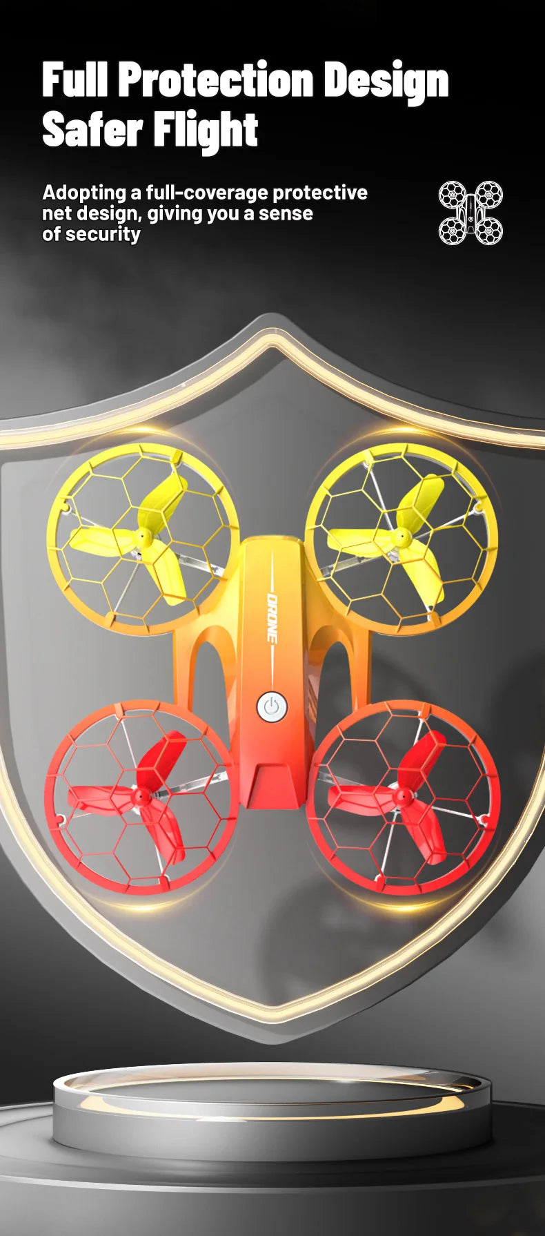 RC Stunt Drone for Kids with LED Lights - Durable Quadcopter Blue/Red/Violet Tidesmit