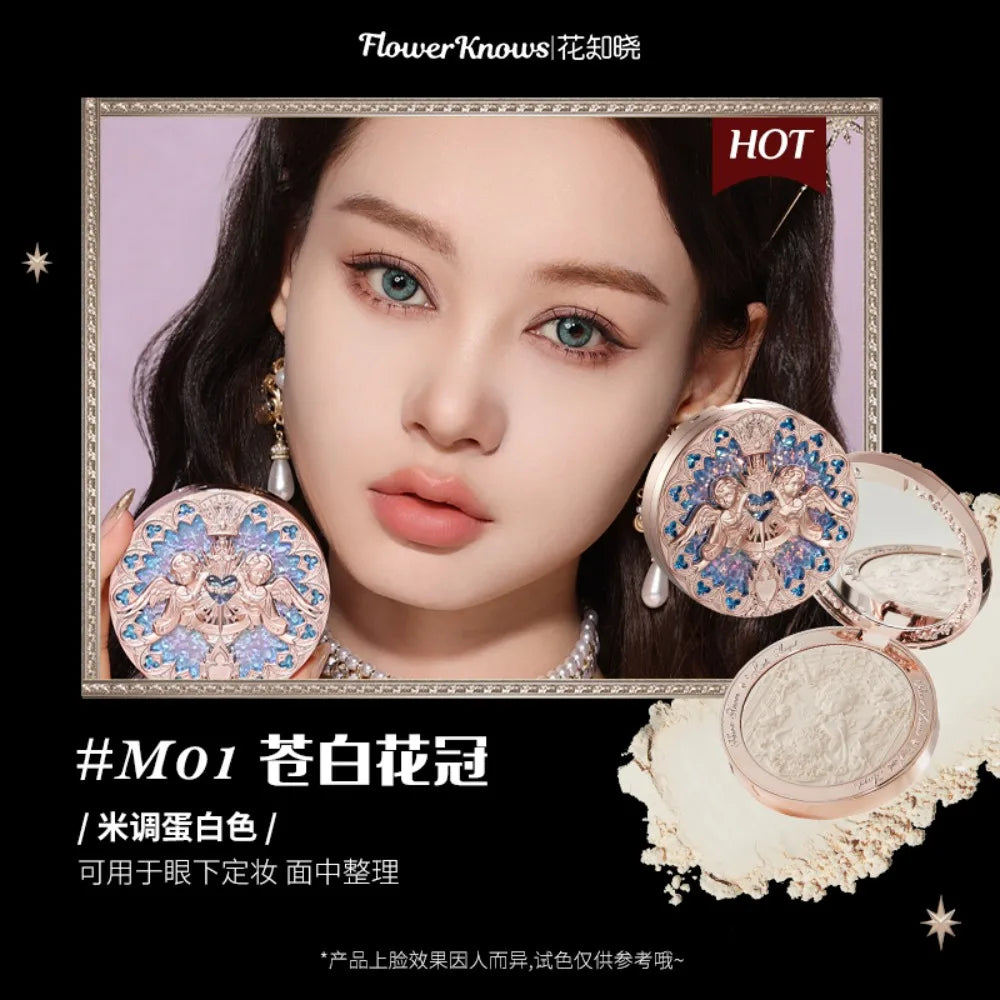 Tidesmit Flower Knows Little Angel Relief Highlighter powder shade swatch for glowing face makeup and contour