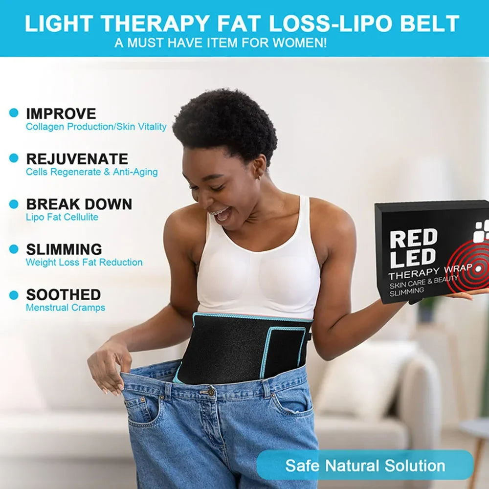 Red ＆Infrared LED Light Therapy Belt 850nm 660nm Back Pain Relief Wrap Burn Fat Belt Slimming Machine Waist Heat Pad Full Body