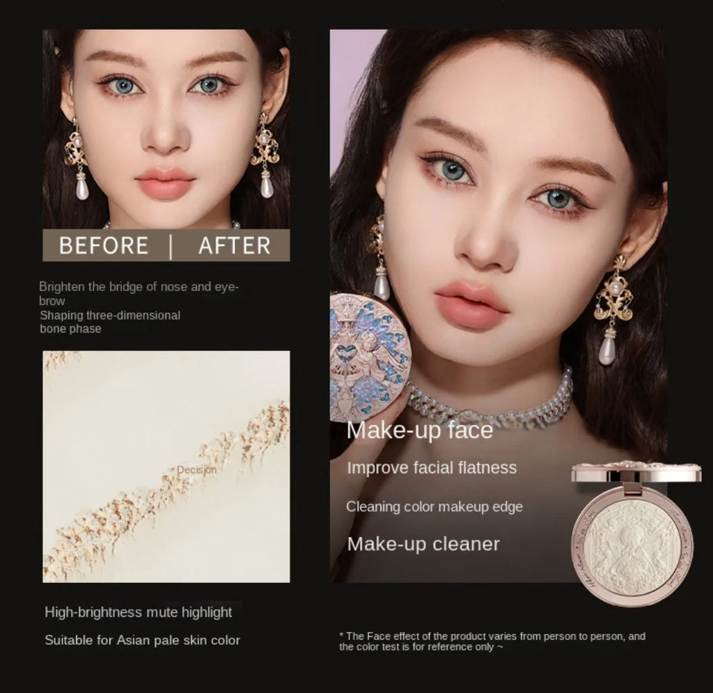 Tidesmit Flower Knows Little Angel relief highlighter palette face makeup texture close-up