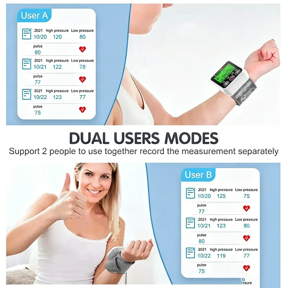 Smart Electronic Bp Monitors High Accurate Wrist Blood Pressure Monitor English Voice Tonometer LCD  Digital Sphygmomanometer