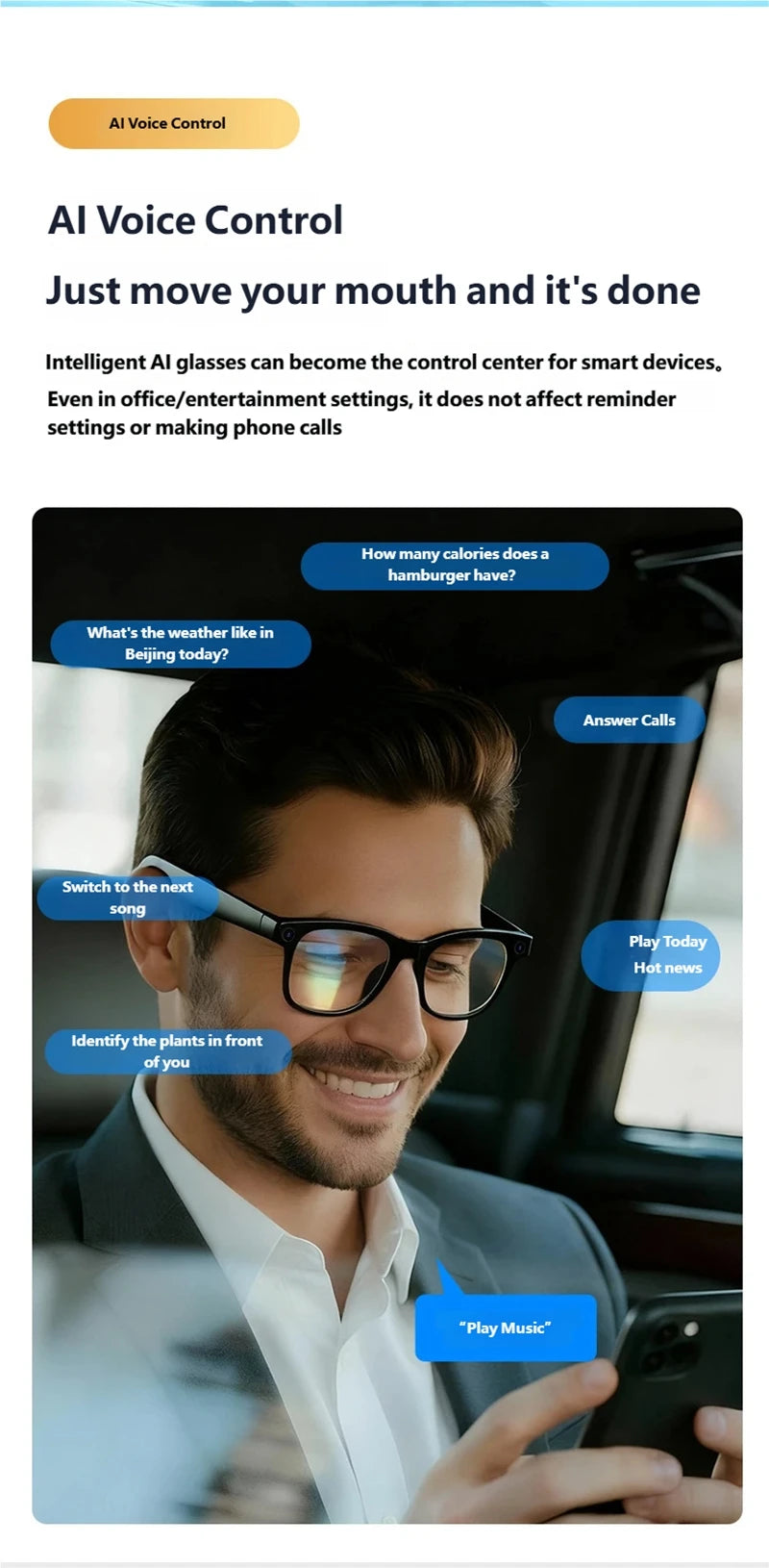 AI Smart Shooting Glasses | HD Voice Control Wide Angle Black Edition Tidesmit