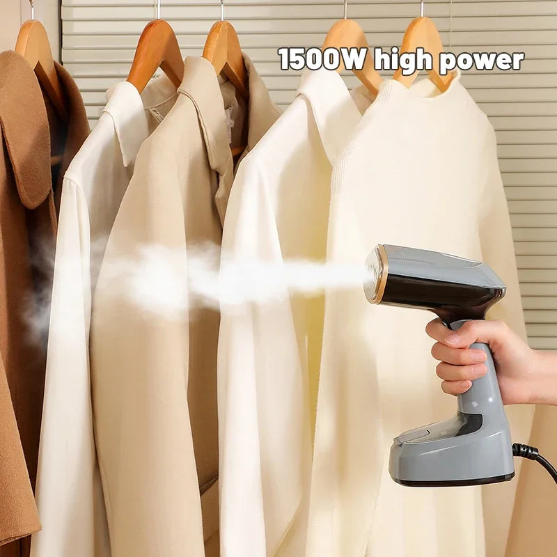 Tidesmit 1500W handheld garment steamer showing foldable handle design and 15-second fast heat-up feature