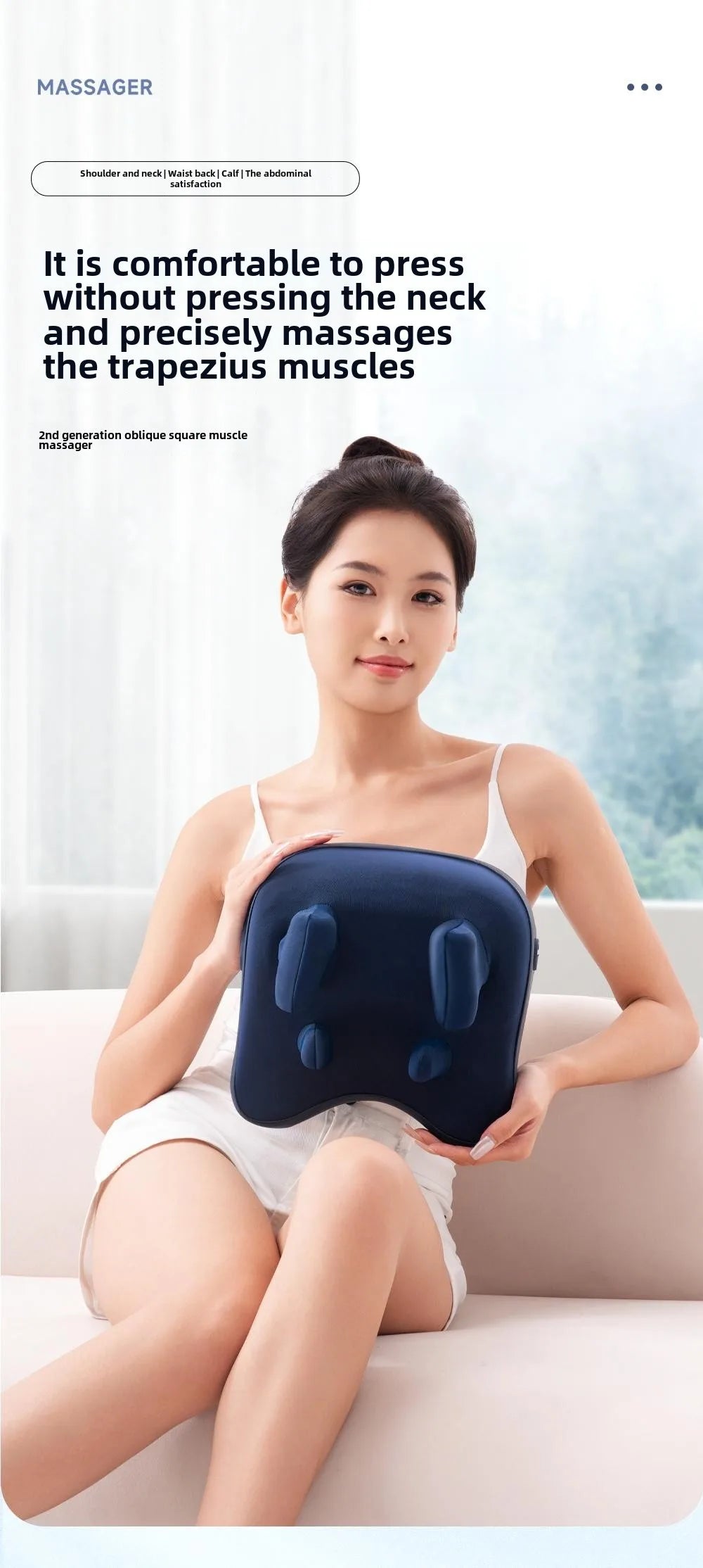 Shiatsu Neck Massager Wireless Rechargeable Heat Therapy - Tidesmit Relaxation Treatment Tidesmit