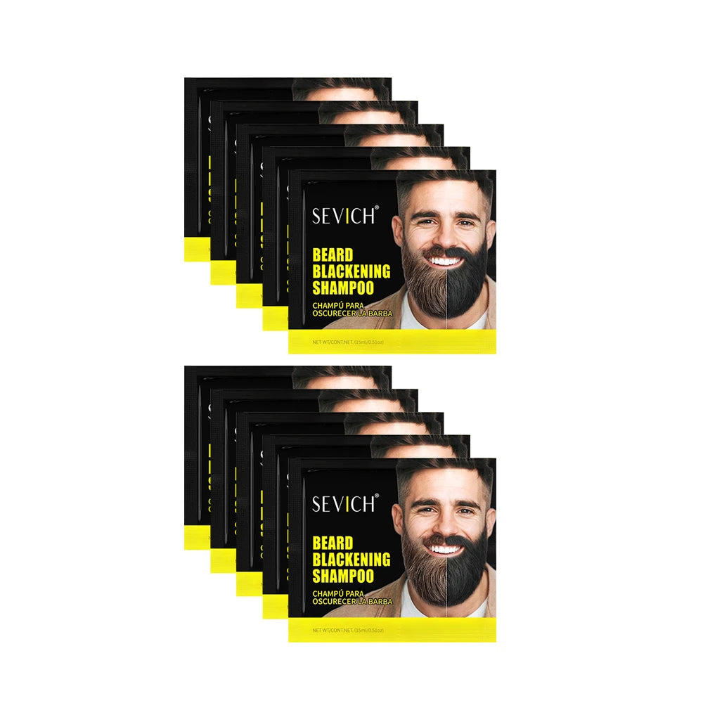5pcs Instant Hair Dye Black Beard Shampoo for Men Natural Beard Coloring Temporary Blackening Moustache Shampoo Wash convenient