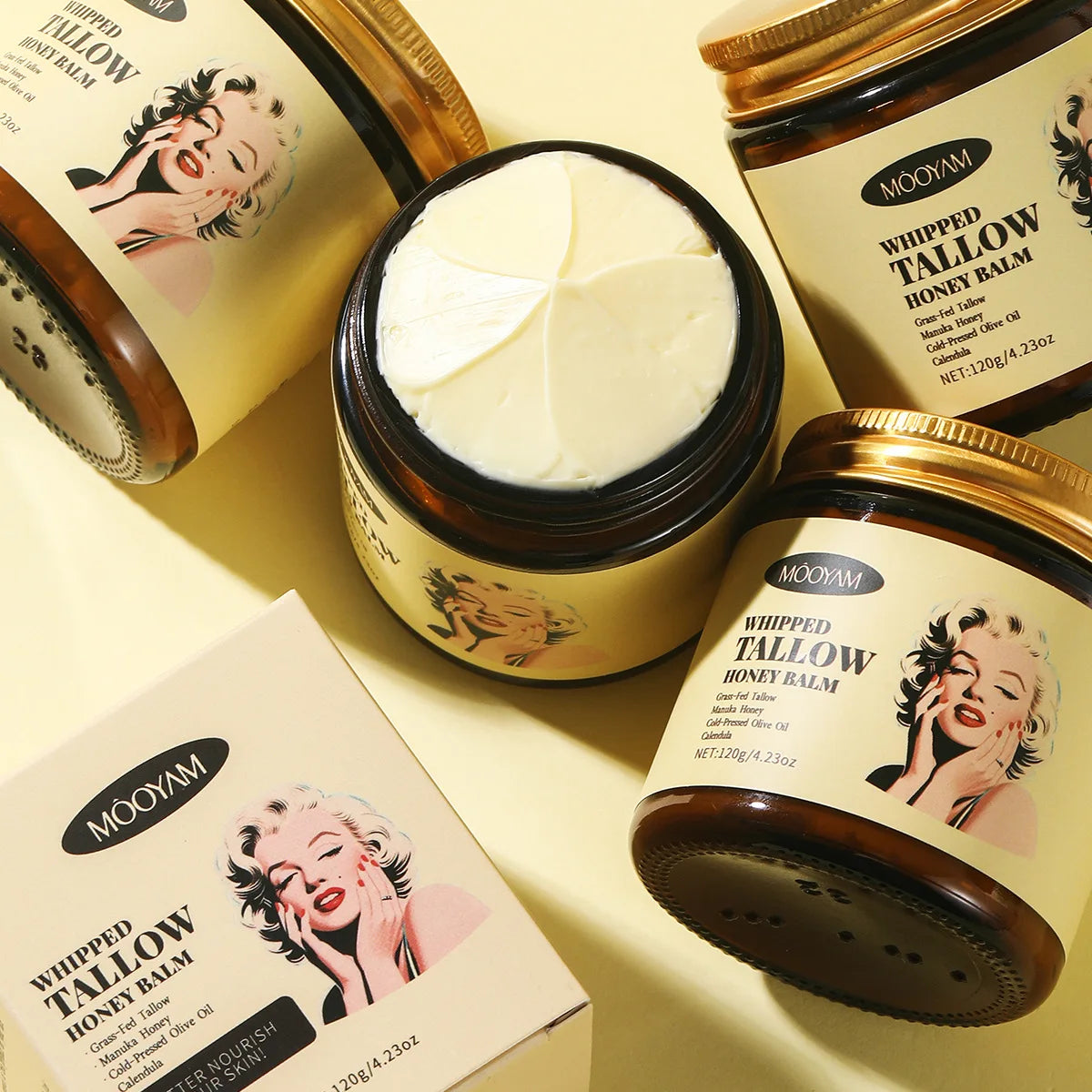 120g Whipped Beef Tallow And Honey Balm Beef Tallow Face Moisturizer Face & Body Skin Care Grass Fed Grass Finished Face Cream