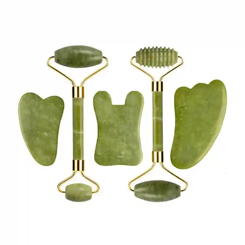 Jade Roller and Gua Sha Set: Natural Facial Massage Tool Kit Massage Roller Type 13 Tidesmit
