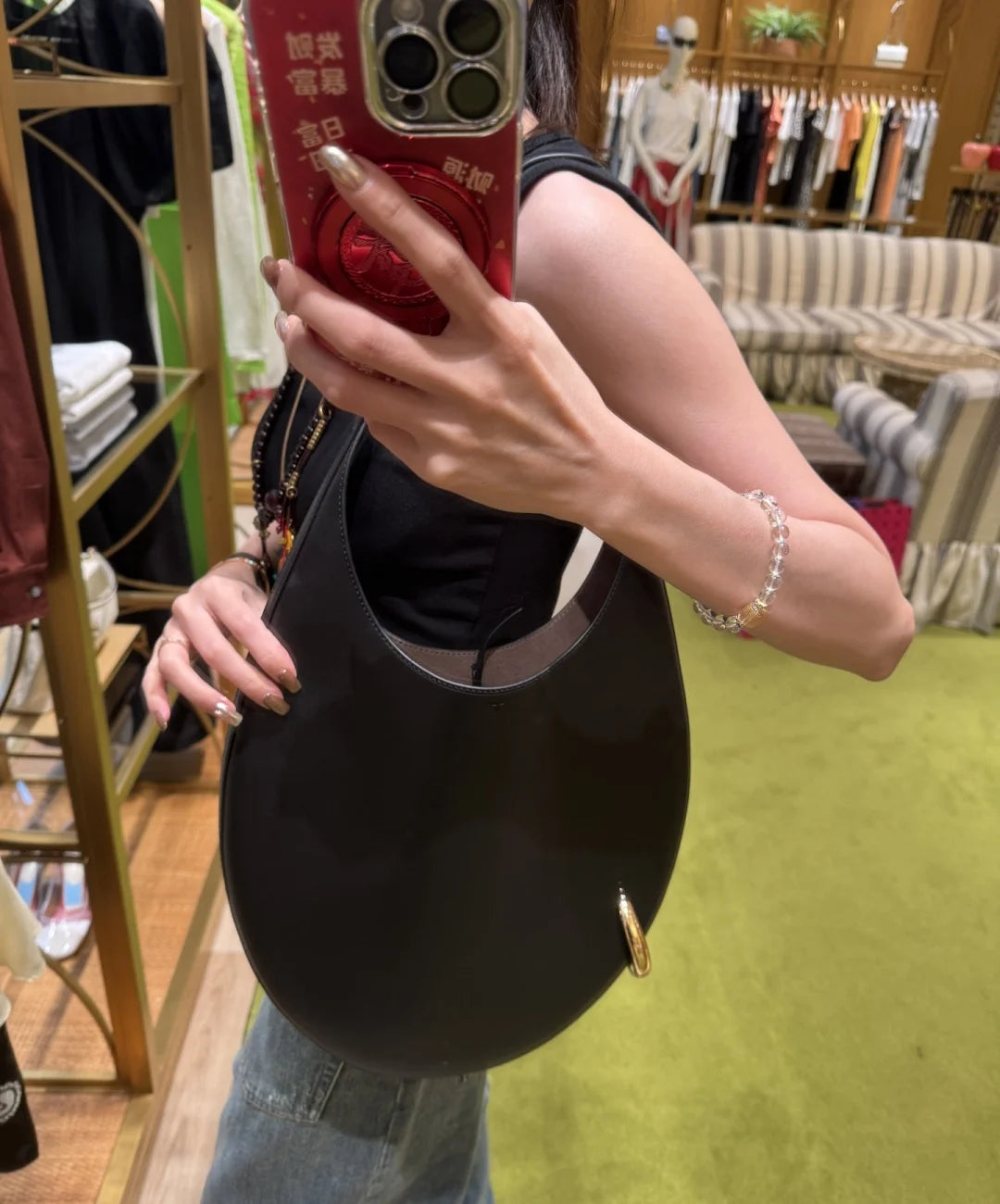 2025 summer new large crescent pipa bag imported top layer cowhide armpit bag single shoulder crossbody bag
