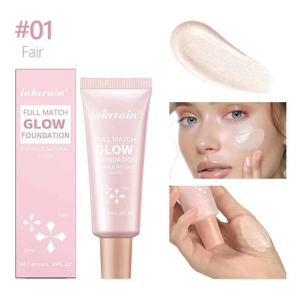 Tidesmit Glowing Foundation liquid highlighter showing lightweight moisturizing texture close-up for natural finish