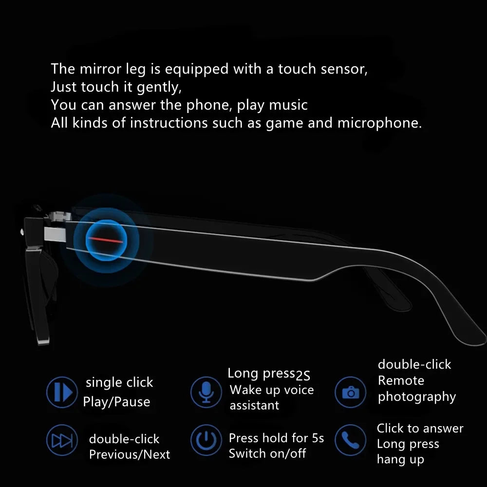 Smart Audio Sunglasses with Voice Translator – Bluetooth 5.0 Wireless Tidesmit