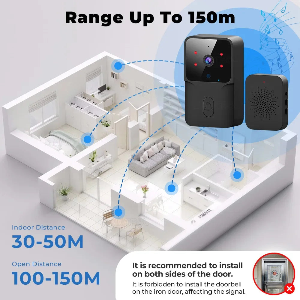 2026 WiFi Video Doorbell 1080P Tuya Smart Outdoor Wireless Intercom Waterproof Wireless Camera Ringing Bell