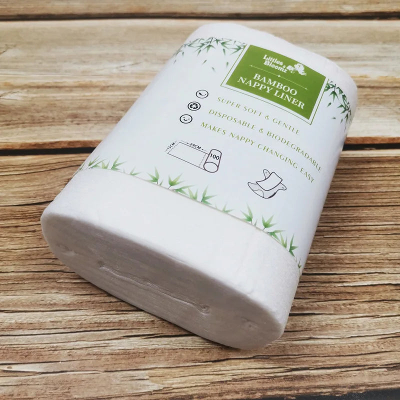 2PCs 100% Biodegradable & Flushable Nappy Liners Cleaning Diaper Insert Cover Wipes one set for 4 Rolls Bamboo Liners one set