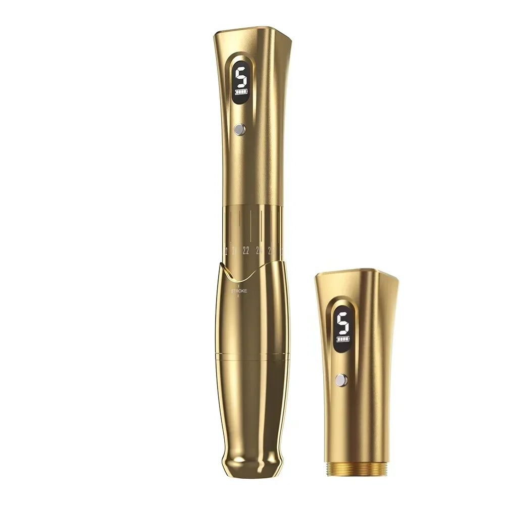 Wireless PMU Machine - Adjustable Permanent Makeup Tattoo Pen Permanent Makeup Machines Gold EU Plug Tidesmit