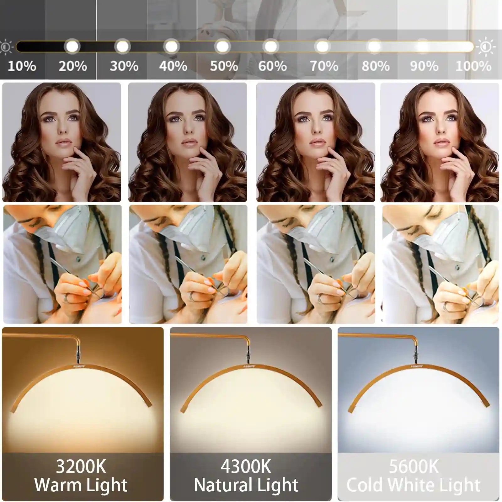 Half Moon LED Beauty Light for Lash and Nail | Adjustable 28 Inch Tidesmit Tidesmit