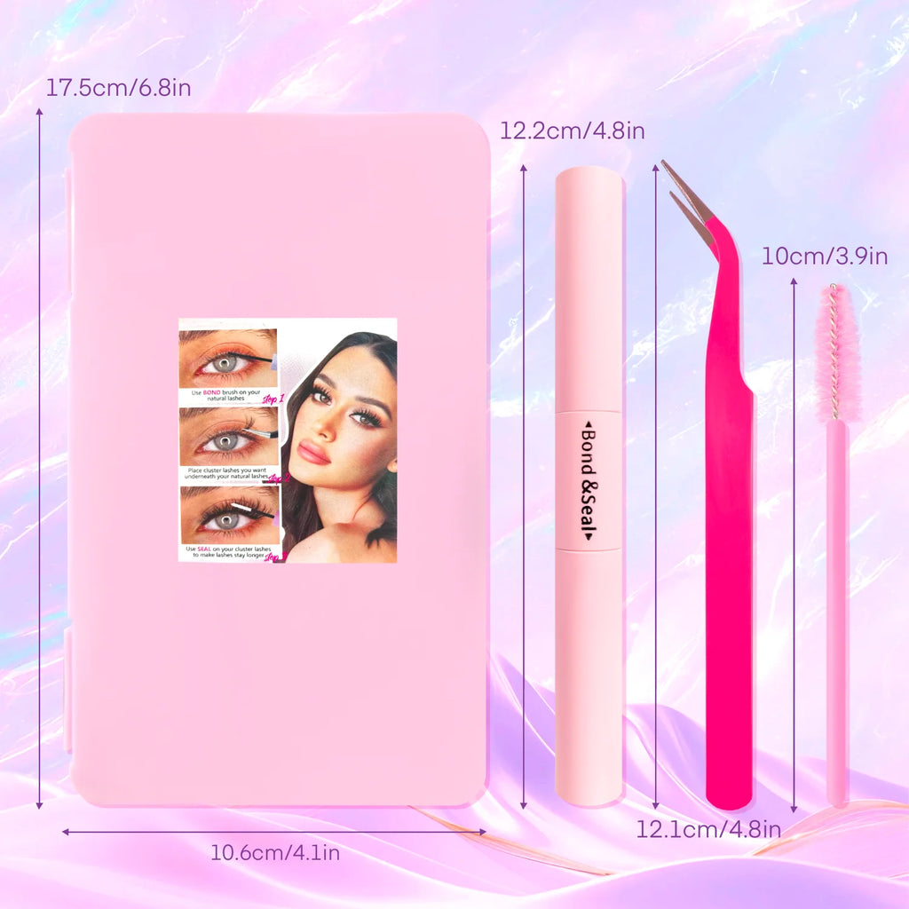720/200pcs eyelash Extension Kit Fluffy Eyelash Extension kit with Lash Bond and Seal Lash Tweezers Thick Lash Clusters