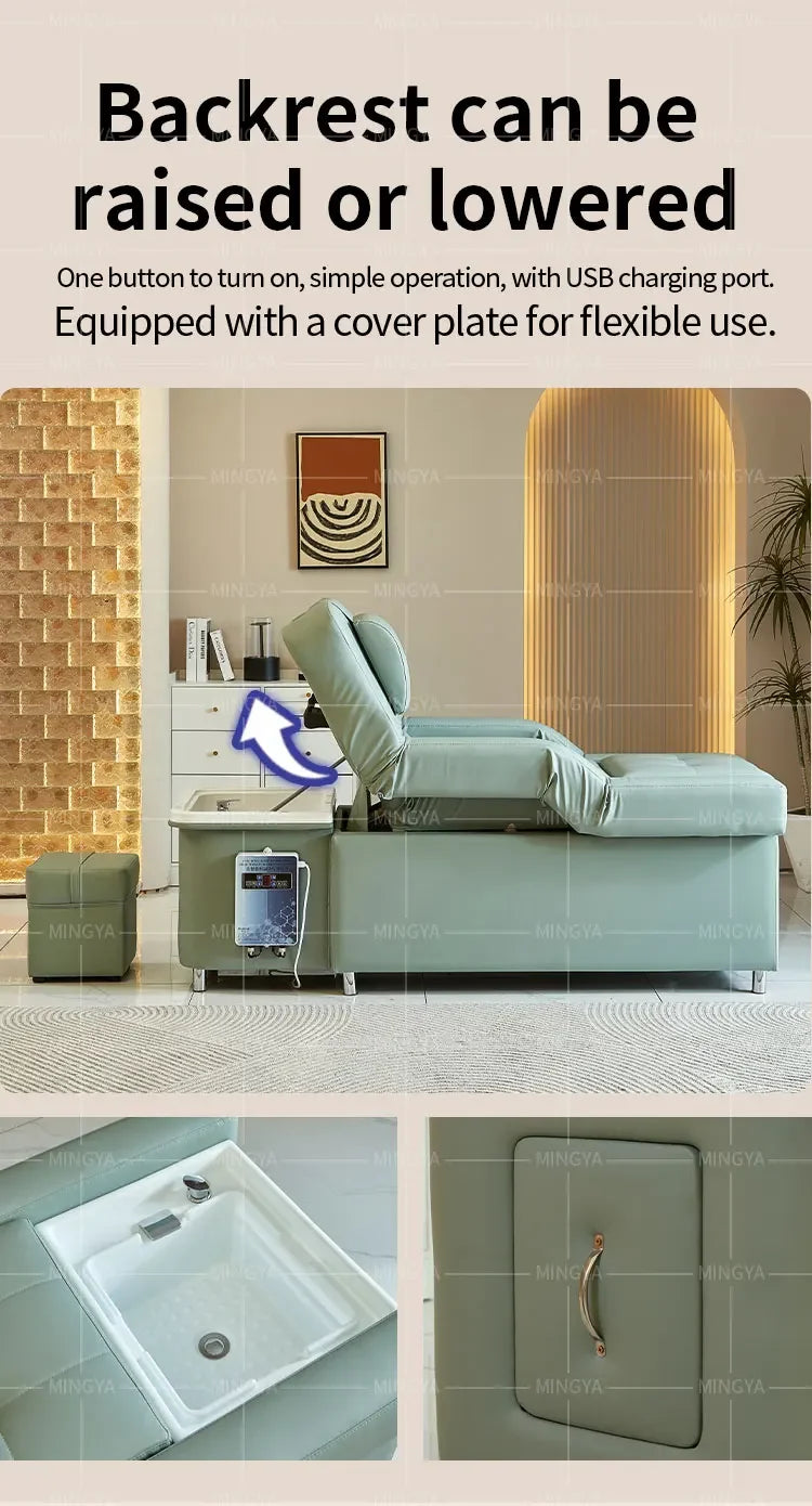 Electric Shampoo Bed for Head Therapy | Adjustable Salon Sofa | Tidesmit Massage Chairs Tidesmit