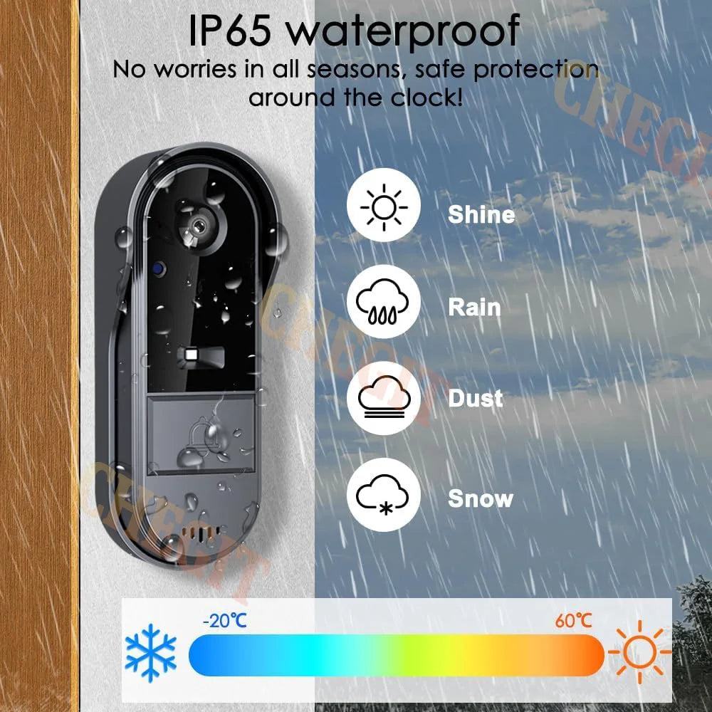 New Waterproof Wireless Doorbell Camera 4.3in IPS Screen 1080P Video Intercom Doorbell Home Security Door Bell IR Night Vision