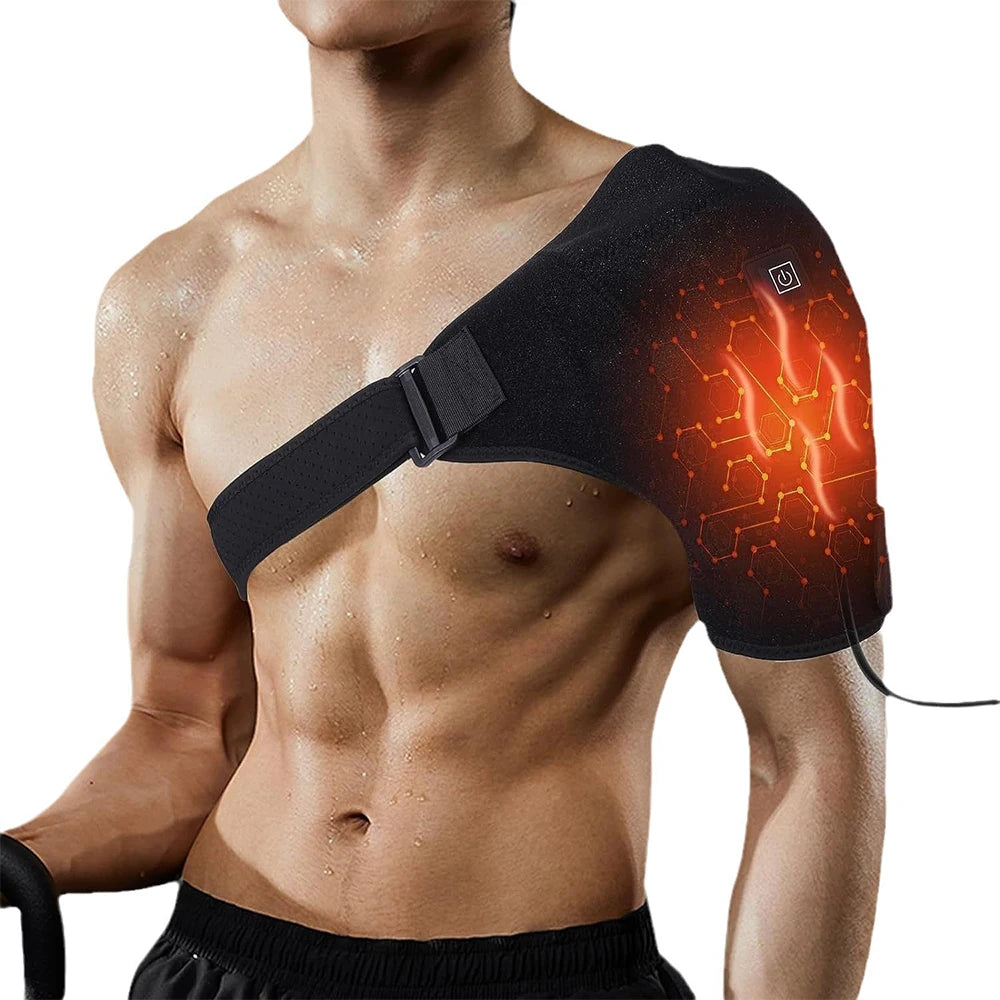 Shoulder Heating Pad for Rotator Cuff Pain Relief - Natural Black Fascia Gun Tidesmit