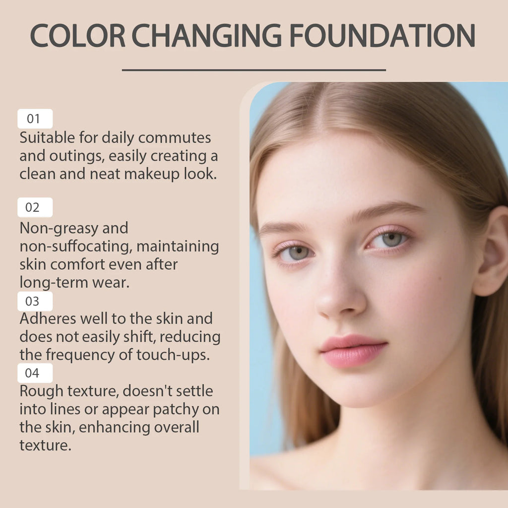 Tidesmit color changing foundation texture close-up showing lightweight waterproof long lasting makeup base