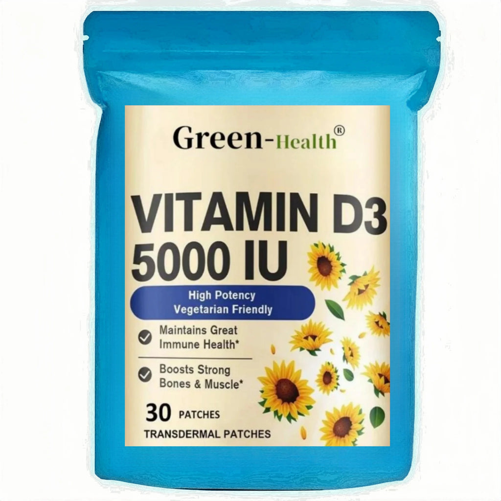 Tidesmit Vitamin D3 5000 IU Transdermal Patches for bone, muscle, and cardiovascular health. 30 high-potency patches.