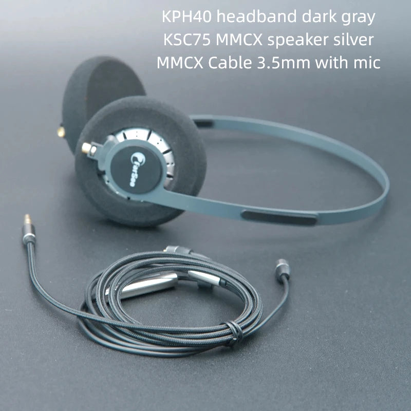 MMCX HiFi Over-Ear Headphones with Deep Bass and Low Latency Audio gray40 spk cable China Mainland Tidesmit