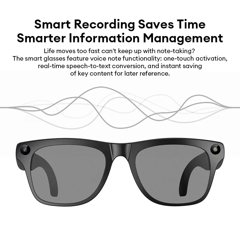 AI Smart Glasses with Camera & Translator - Black Frames by Tidesmit Tidesmit