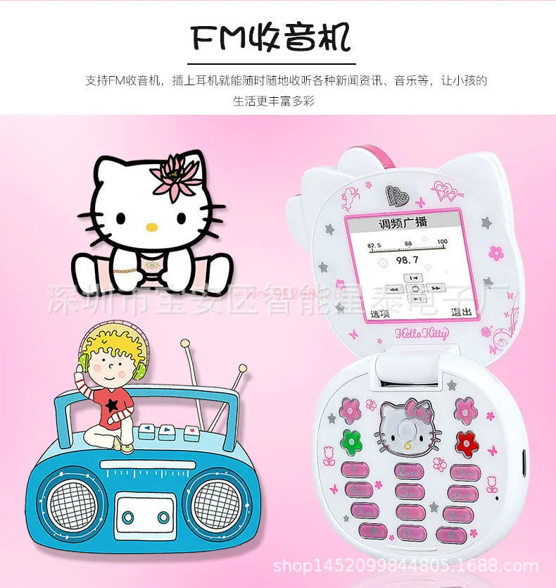 2024 Sanrio Hello Kitty Flip Phone Kawaii K688 Cartoon Taiml Cute Mini Phone Birthday Fashion Gift Toys Christmas For Anime Fans