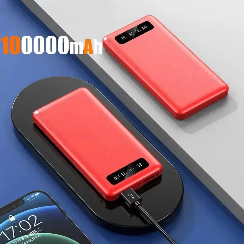 Tidesmit 200000mAh Portable Power Bank - 120W Fast Charging PD Battery Red 100000mAh Tidesmit