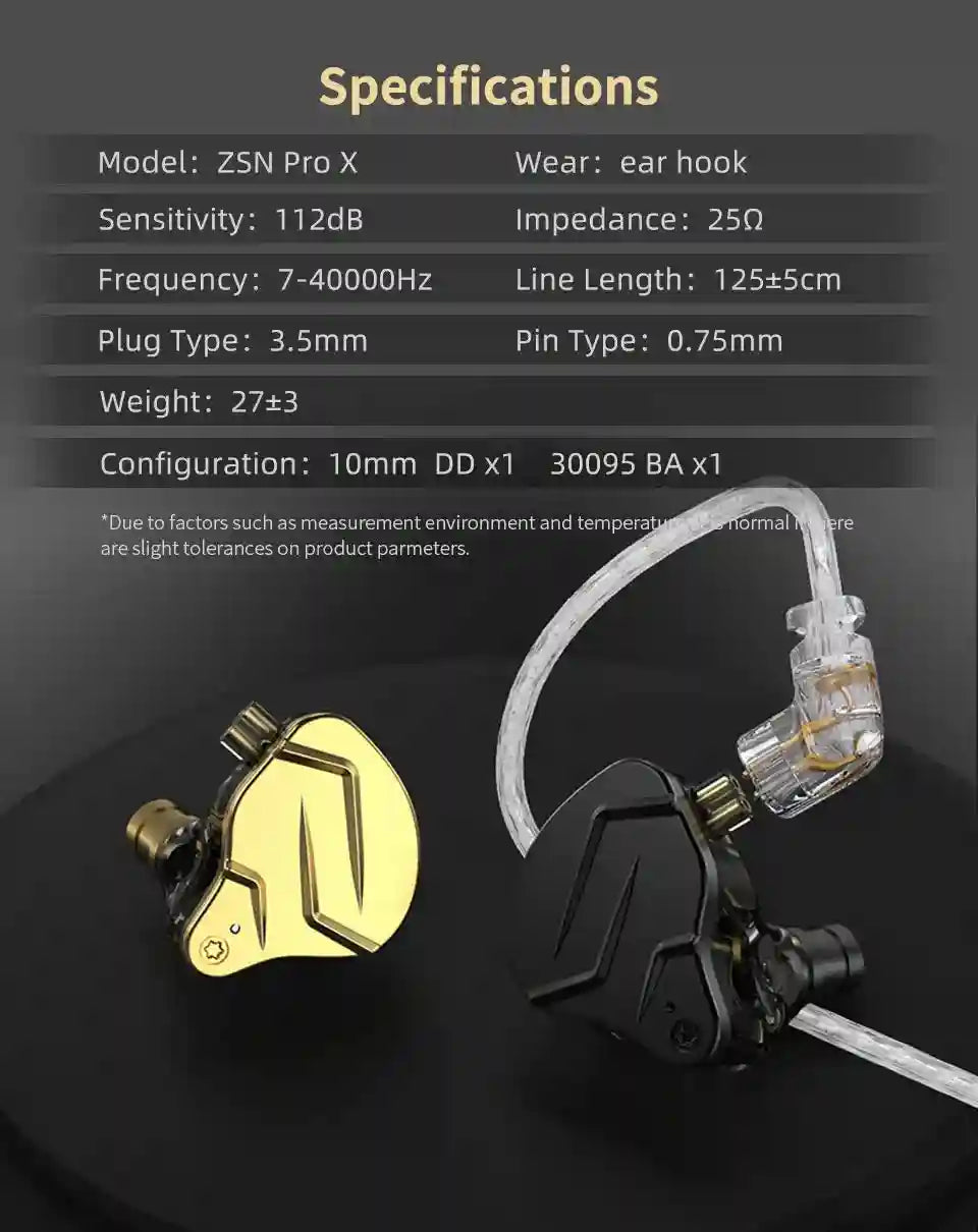 KZ ZSN Pro X Hybrid In-Ear Monitor - High-Fidelity Wired Studio Earphones Tidesmit