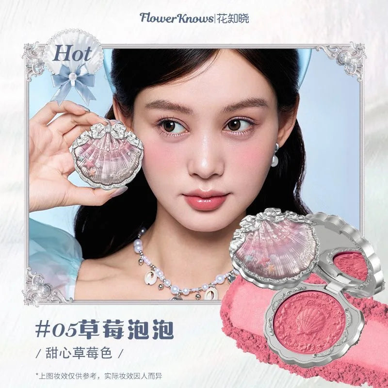 Tidesmit Flower Knows Strawberry Rococo embossed blush texture close-up for long-lasting smooth face makeup application