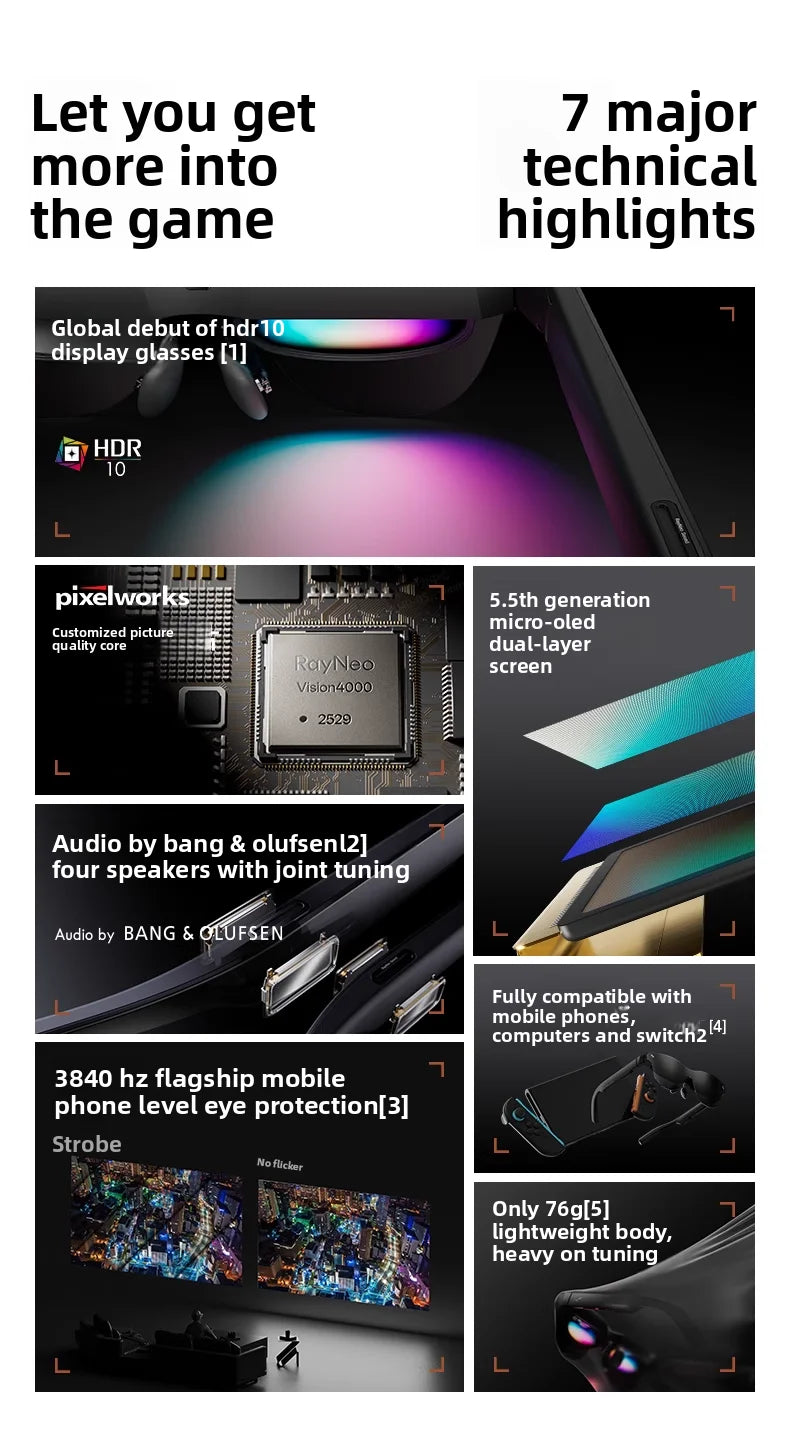 RayNeo Air 4 Pro Smart Glasses | Macro-OLED 3D Augmented Reality Display Tidesmit